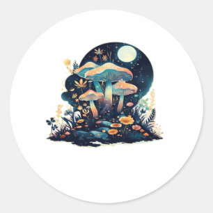 Sticker Rond Cottagecore et Fête des champignons Goblincore est