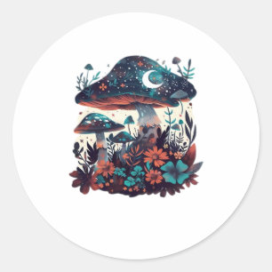 Sticker Rond Cottagecore et salon de champignons Goblincore est