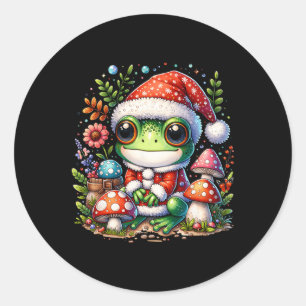 Sticker Rond Cottagecore Grenouille esthétique Champignons de N