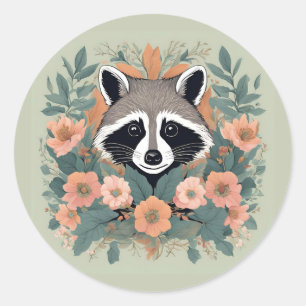 Sticker Rond Cottagecore Mignon Raton Laveur