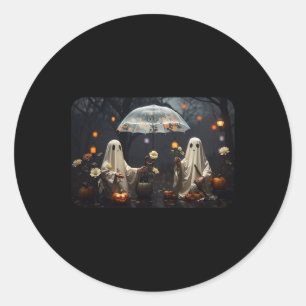 Sticker Rond Cottagecore vintage Fantômes D'Halloween Dans La F