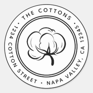 Sticker Rond Cotton Boll Icon Adresse de retour