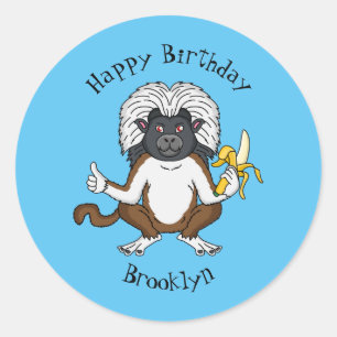 Sticker Rond Cotton Top Tamarin montoon est une illustration