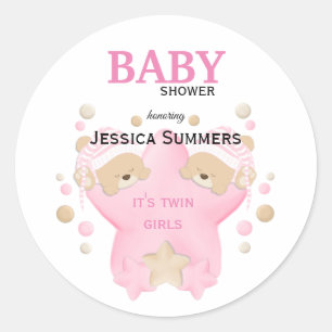 Sticker Rond Couchage mignon Ours Teddy Twin Baby Girls Douche