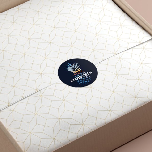 Sticker Rond Couché de soleil tropical personnalisé Ananas (Créateur téléchargé)