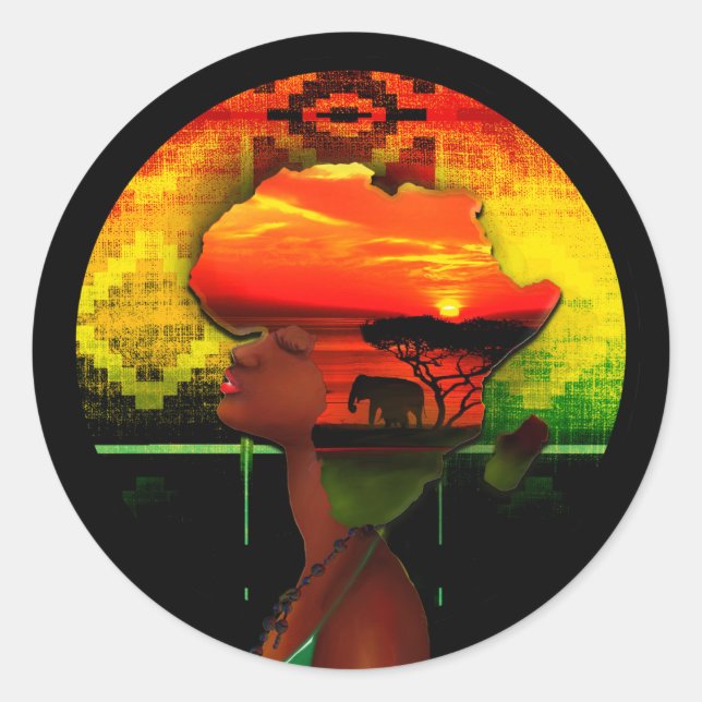 Sticker Rond Coucher de soleil africain (Devant)