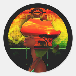 Sticker Rond Coucher de soleil africain
