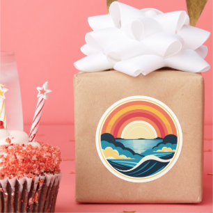 Sticker Rond Coucher de soleil Art déco zen sur l'eau