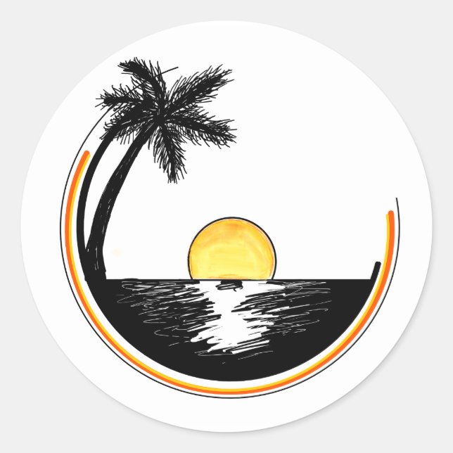 Sticker Rond Coucher de soleil circulaire (Devant)