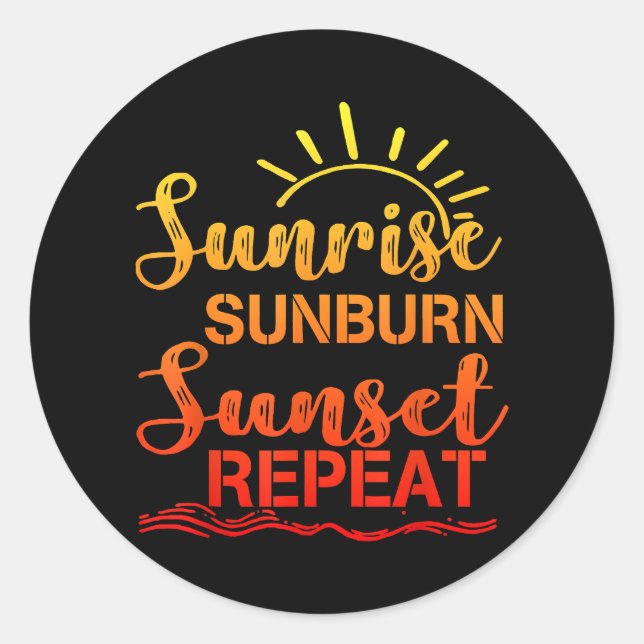 Sticker Rond Coucher de soleil Coucher de soleil Répéter Rétro  (Devant)