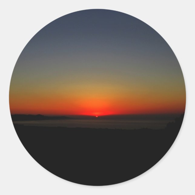 Sticker Rond Coucher de soleil dans l'eau (Devant)