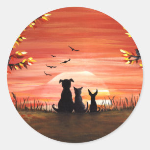 Sticker Rond Coucher de soleil d'automne