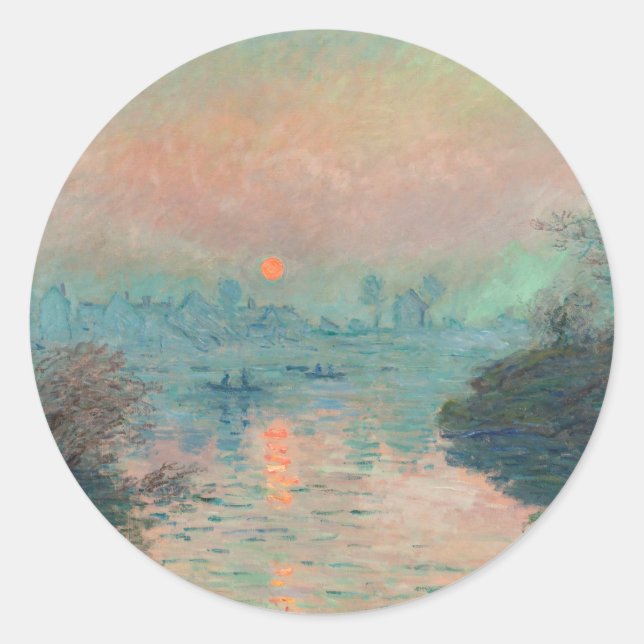 Sticker Rond Coucher de soleil de Monet sur la Seine Impression (Devant)