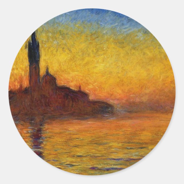 Sticker Rond Coucher de soleil de Monet Venise Impressionnisme  (Devant)