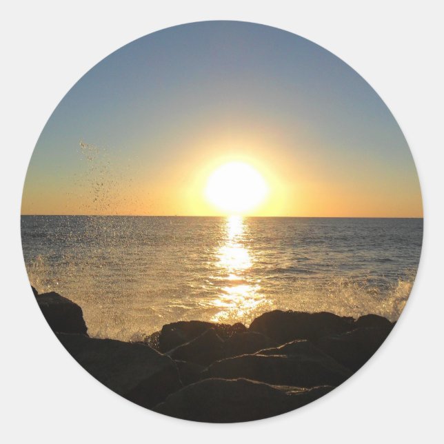 Sticker Rond Coucher de soleil de Venice Beach (Devant)