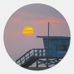 Sticker Rond Coucher de soleil de Venice Beach