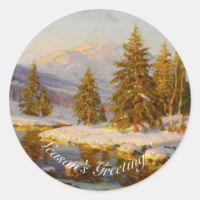 Sticker Rond Coucher de soleil d'hiver par Constantin Westchilo (Devant)