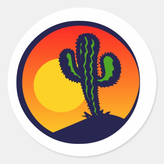 Sticker Rond coucher de soleil du saguaro (Devant)