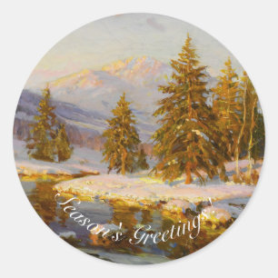Sticker Rond Coucher de soleil en hiver