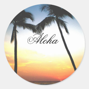 Sticker Rond Coucher de soleil Hawaii