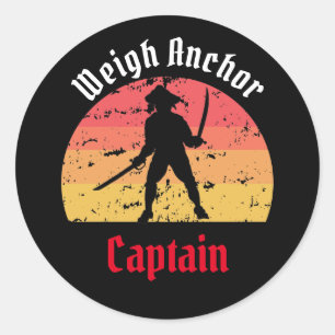 Sticker Rond Coucher de soleil jolly roger