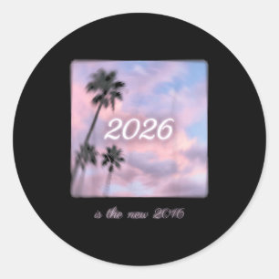 Sticker Rond Coucher de soleil Rétro Palmier 2016