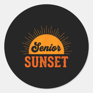 Sticker Rond Coucher de soleil senior Rétro Diplômé Cl 2026 Gra