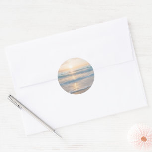 Sticker Rond Coucher De Soleil Sur La Plage