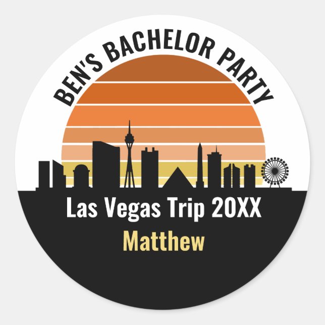 Sticker Rond Coucher de soleil sur le Strip de Las Vegas Vacanc (Devant)