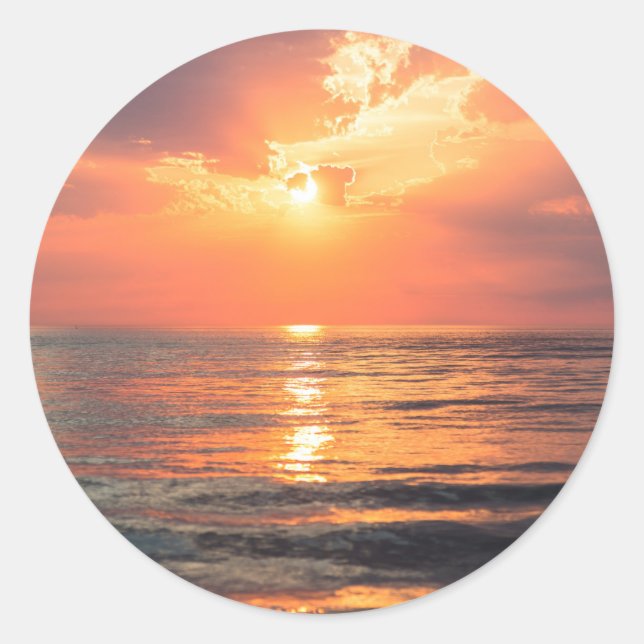 Sticker Rond coucher de soleil sur l'eau (Devant)