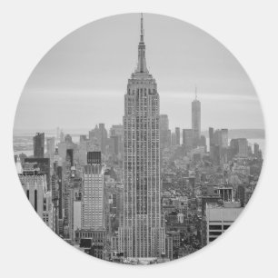 Sticker Rond Coucher de soleil sur New York City - Empire State