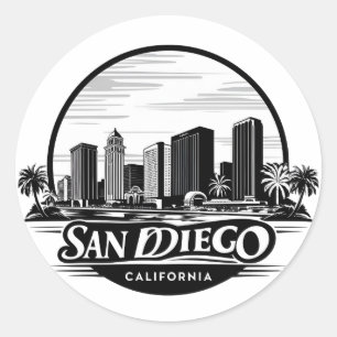 Sticker Rond Coucher de soleil sur San Diego Californie -  pays