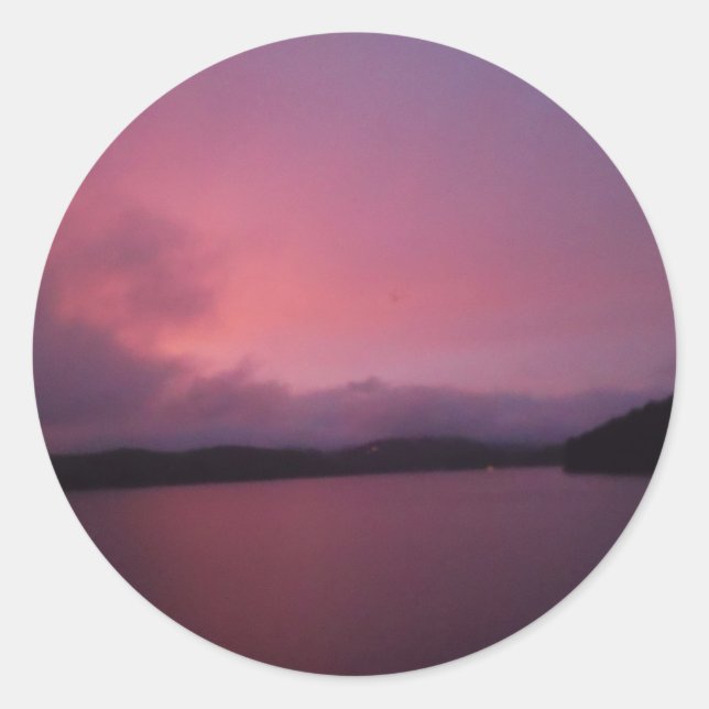 Sticker Rond Coucher de soleil violet sur le lac Arrowhead (Devant)