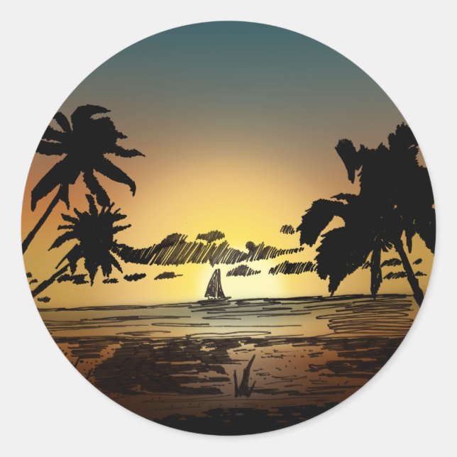 Sticker Rond Coucher du soleil (Devant)