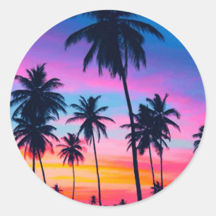 Sticker Rond Coucher du soleil de Miami