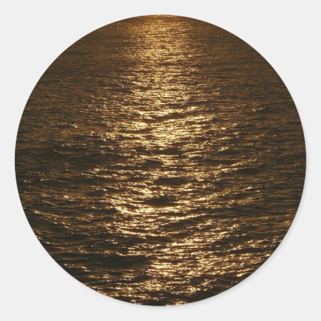 Sticker Rond Coucher du soleil sur l'eau Photographie de l'océa (Devant)