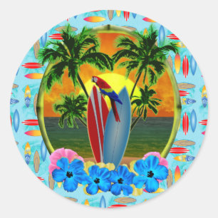 Sticker Rond Coucher du soleil tropical