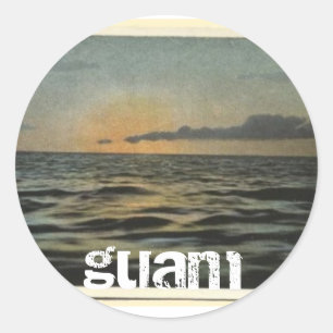 Sticker Rond Coucher du soleil vintage de la Guam