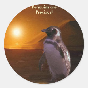 STICKER ROND COUCHER SOLEIL PENGUIN