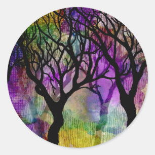 Sticker Rond Couches d'arbres sur l'Arrière - plan Mica