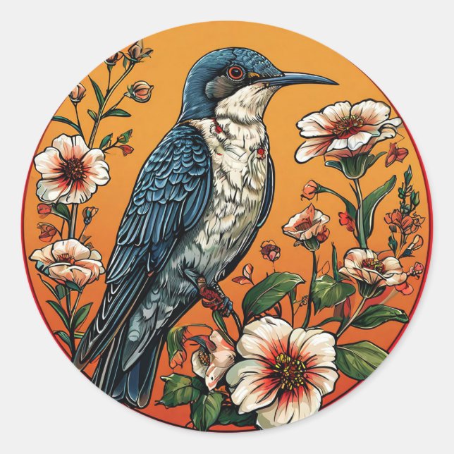 Sticker Rond Coucou d'Asie Oiseaux Faune Exotique Cadeau (Devant)
