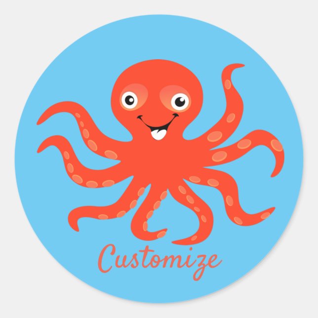 Sticker Rond Coucou rouge souriant Octopus Thunder_Cove (Devant)