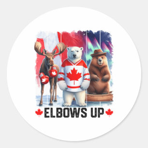 Sticker Rond Coudes levés Drapeau du Canada Hockey Funny Beaver