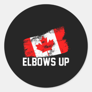 Sticker Rond Coudes levés drôle de hockey canadien Maple Leaf f