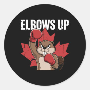 Sticker Rond Coudes vers le haut Boxe de castor Fier Cana fort 