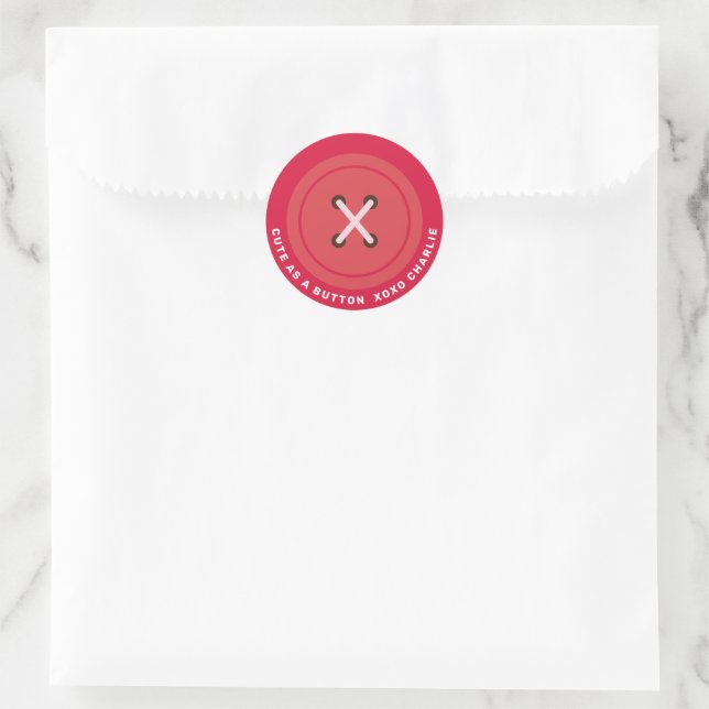 Sticker Rond Couette rouge en classe de boutons Saint Valentin (Sac)