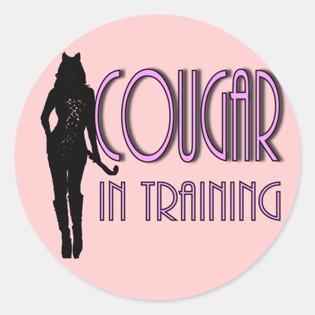 Sticker Rond cougar à silhouette chaude tendance en entraînemen (Devant)