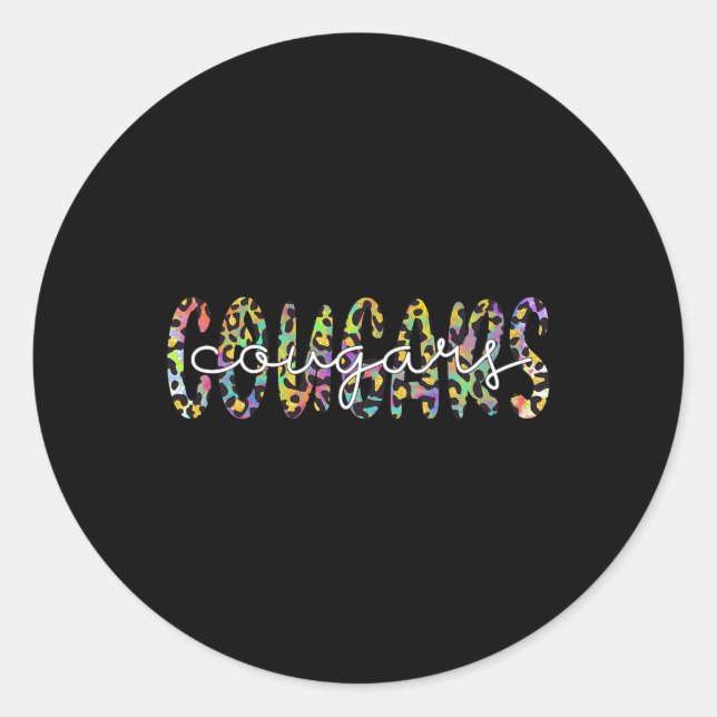 Sticker Rond Cougars School Sports Fan Team Spirit Mascot Cadea (Devant)