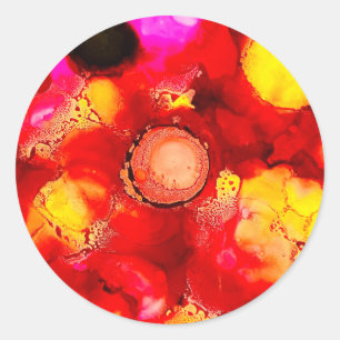 Sticker Rond Couleur Abstraite rouge et rose