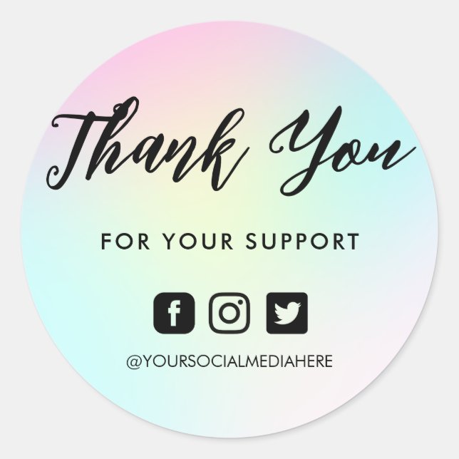 Sticker Rond Couleur arc-en-ciel bleu rose (Devant)